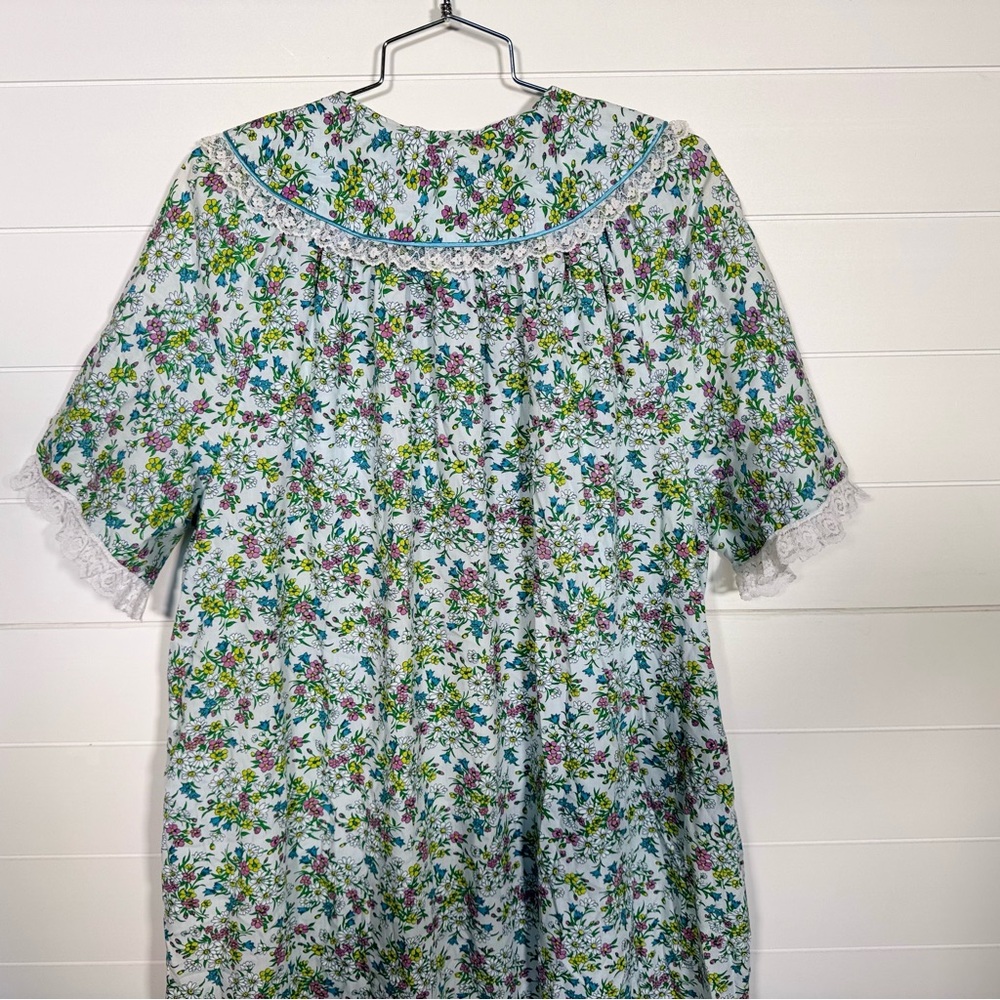 Vtg Sears women’s floral house coat dress button up Side Pocket guesstimate 16 - Picture 11 of 12